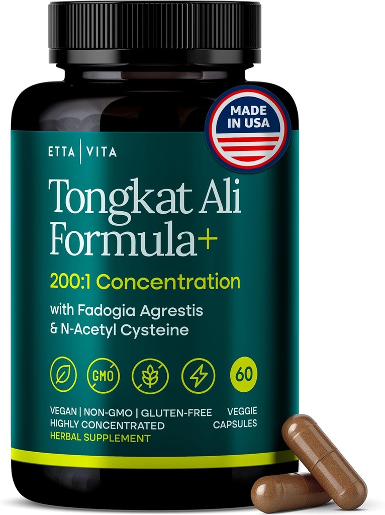 Potent Longjack - Tongkat Ali &amp; Fadogia Agrestis Suplemento para Hombres &amp; Mujer Energía, T Apoyo, Lean Muscle Growth & Recuperación, Hormonal Balance, Pre-Workout with Vegan NAC Liver Detox &amp; Cleanse
