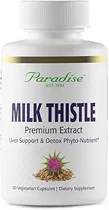 Herbs Paradise Milk Thistle, Active Whole Spectrum Extract, Vegan, Non GMO, Gluten Free, 60 cápsulas vegetarianas