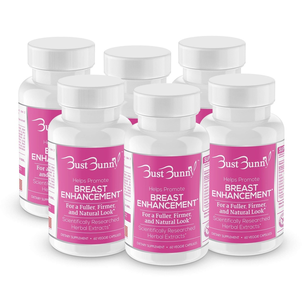 Pills de aumento de la mama de Bunny Bust - Vegan Friendly - 6 Mes de suministro Silencio #1 Natural Way to Enlarge Breast and Increase Bust Size