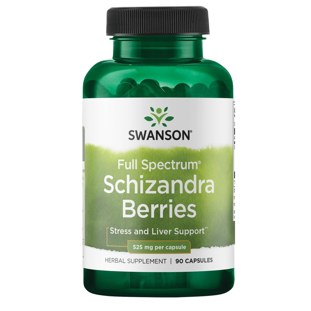 Swanson Full Spectrum Schizandra Berries - Suplemento Herbal Promoción del Estrés Apoyo " Salud del hígado - Ayuda Cuerpo y mente fácil w / Ingredientes naturales - (90 cápsulas, 525 mg cada uno)