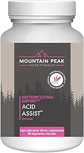Nutriciones de pico de montaña Acid Assist Formula - Suplemento de apoyo gastrointestinal - Ayuda con síntomas de acidez ocasional & ácido estomacal - Suplemento dietético hipoalergénico (90 cápsulas)