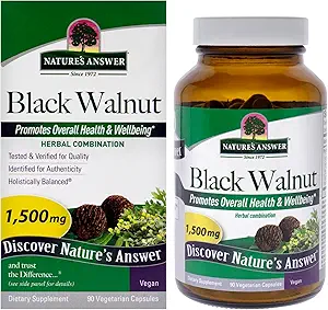 Nature's Answer Black Walnut Complex Vegetarian Capsules Powder, 90-Count Black Walnut | Vegan | Non-GMO Black Walnut Wormwood | Natural Cleanser | Detoxifier Support