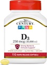 21st Century Vitamina D3 250 mcg (10.000 UI) Rapid Release Softgels, 110 Conde