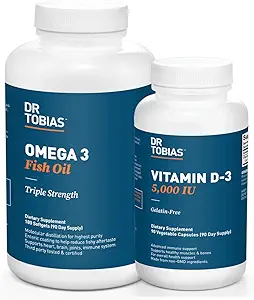Dr. Tobias Omega 3 Fish Oil y Vitamina D-3 promueve la salud general - 3 Month Supply
