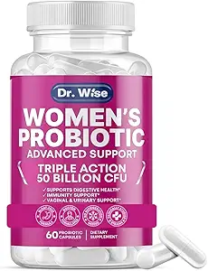 Probiótico femenino 50 millones de millones CFU – apoya la digestión, el alivio de la hinchazón, el olor vaginal y el equilibrio de pH – Salud de la tracción urinaria – Strains clínicamente investigados – No GMO, 60 cápsulas