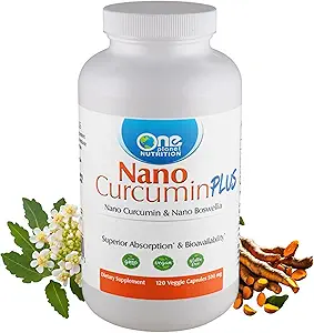 One Planet Nutrition Nano Curcumin Plus 500 mg Veggie Capsules (120 Servings), Nano Curcumin with Boswellia for High Absorption, Supports Joint " Immune Health, Non-GMO, Vegan, Gluten-Free