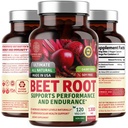 N1N Premium Organic Beet Root Capsules 1300mg 120 Veg Caps [No-GMO &amp; Gluten Gratis] All Natural Beet Root Powder for Energy Support