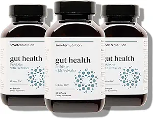 Más inteligente Nutrición Gut Health Probióticos con Prebióticos - 100% Estrechos a base de suelo con aceite MCT para Salud Digestiva, Inmune, Microbioma Gut - Vegetariano - 180 Conde(Pack of 3) - 90-Day Supply