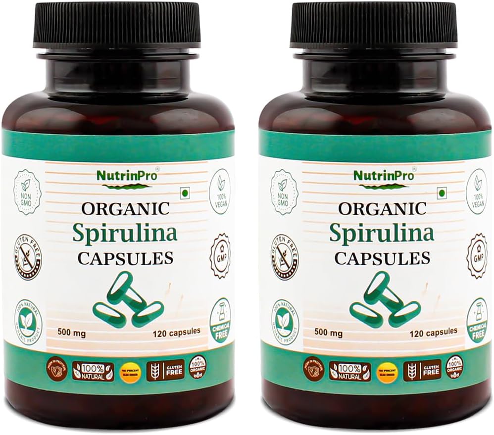 USDA Organic Spirulina Capsules - 100% Puro Vegan Suplemento, No GMO, Libre de gluten, Libre de Productos Químicos, (240)