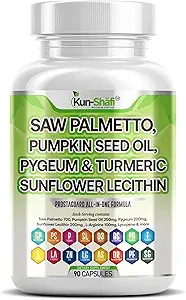 Saw Palmetto with Stinginging Nettle, Pygeum, Pumpkin Seed, Sunflower Lecithin, Turmeric " Ashwagandha – Prostate Support for Men with Lycopene " Vitamin D3 – 90 Capsules