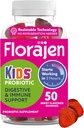 Florajen Kids Probiotic Gummies - Triple-Action Prebiotic, Probiotic, " Postbiotic Supplement for Digestive Health, Immune Support, " Bloating Relief - Organic, Vegan, " Gluten-Free - 50-Count