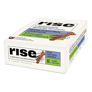 Rise Pea Protein Bar - Vegan Sunflower Cinnamon ← Desayuno Bar & Protein Snack 17g Protein Just 5 Whole Food Ingredients Non-GMO Gluten-Free Soy Free