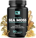 Irlandés Moss Capsules Silencio con Orgánica Irlandesa Moss, 300mg Burdock Root & 500mg Bladderwrack Powder ← 45-Day Supply ← Complejo 1300mg ← Proporciona Iodo para Tiroides &amp; Immune Support ← 90 Veggie Pills