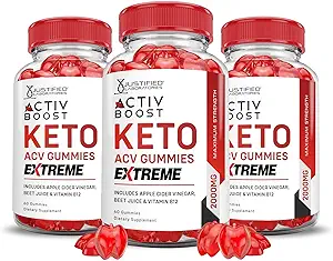 Laboratorios justificados (3 Pack Activboost Keto Acv Gummies Extreme 2000MG Active Boost Formulado con Pomegranate Beet Juice Powder B12 Vegan Non GMO 180 Gummys