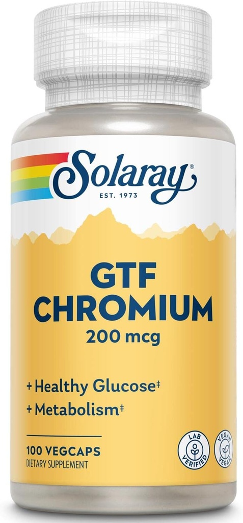 Solaray GTF Chromium Capsules, 200mcg ← 100 Cuenta Silencioso paquete de 3