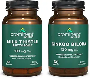 Prominent Nutrition Antioxidant Support Bundle - Ginkgo Biloba Suplemento &amp; Milk Thistle Phytosome Suplemento