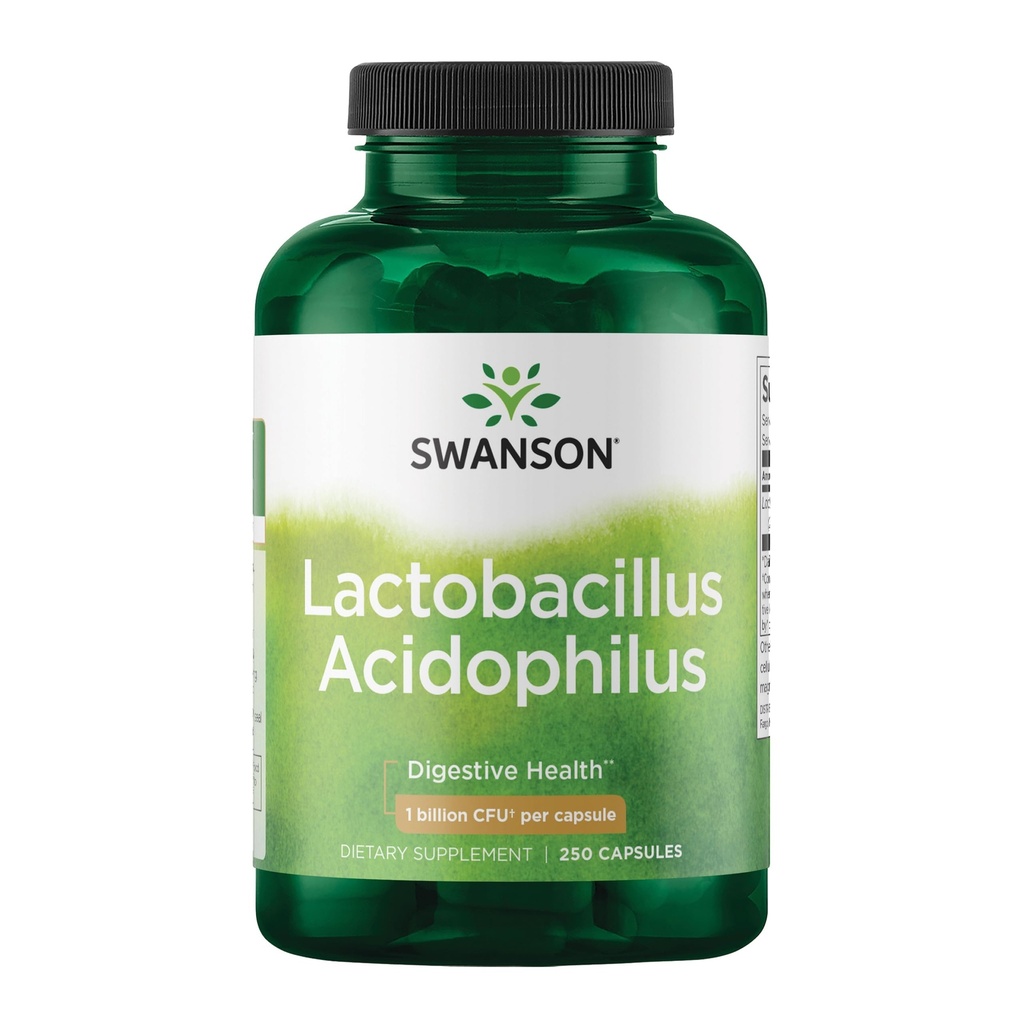 Swanson Lactobacillus Acidophilus - Suplemento Probiótico Apoyo a la Salud Digestiva con 1 Billón CFU Por Capsule - Promueve Bowel y GI Tract Health - (250 cápsulas)