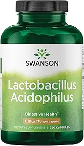 Swanson Lactobacillus Acidophilus - Suplemento Probiótico Apoyo a la Salud Digestiva con 1 Billón CFU Por Capsule - Promueve Bowel y GI Tract Health - (250 cápsulas)
