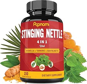Extracto de Nettle Sting Capsules - 4in1 Combinado con Boswellia, Turmeric & Saw Palmetto - 150 Cuentas para 5 meses - Soportes Conjunto, Manejo del Cuerpo, Esquí, Pelo &amp; Inmunidad