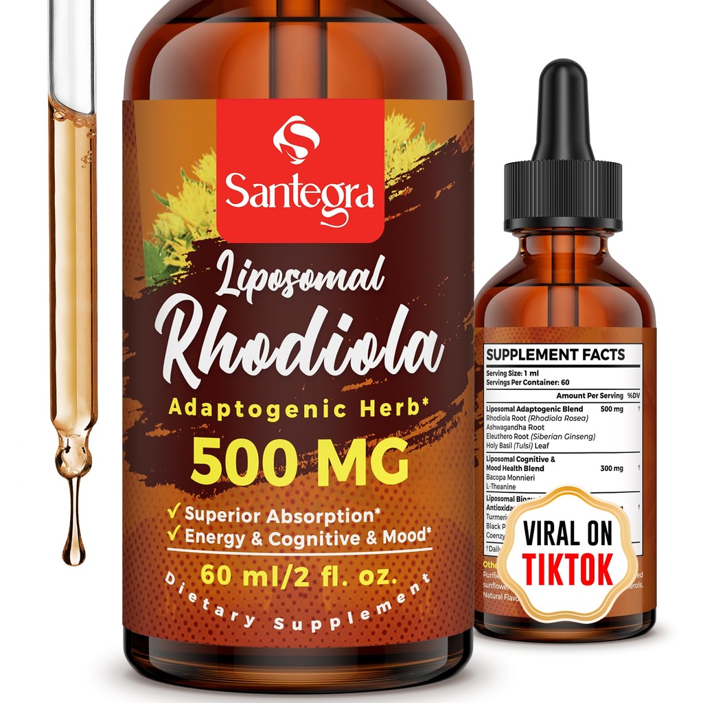 57.000 MG Liposomal Active Rhodiola Rosea Supplement, Rhodiola Root Extract, Liquid for High Absorption, Rhodiola Rosea Root Extract Tintura para Energía, Estrés, Mood, Vegan, 60 ml