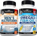 Multivitamina de hombres avanzados diarios con vitamina C A B D3 E y Zinc (1 mes de suministro) más triple fuerza Omega 3 aceite de pescado Softgels (1 mes de suministro)