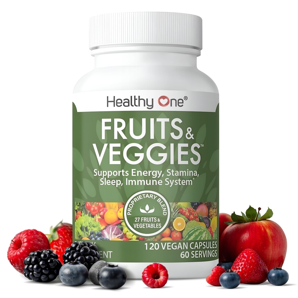 Frutas y verduras saludables - 27 Alimentos integrales equilibrados de la naturaleza - Vitaminas - Minerales - Antioxidantes - Detox - Verduras - Kale - Broccoli - Espinacas - Cervezas - Multivitamina - 60 Sirviendo
