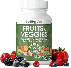 Frutas y verduras saludables - 27 Alimentos integrales equilibrados de la naturaleza - Vitaminas - Minerales - Antioxidantes - Detox - Verduras - Kale - Broccoli - Espinacas - Cervezas - Multivitamina - 60 Sirviendo