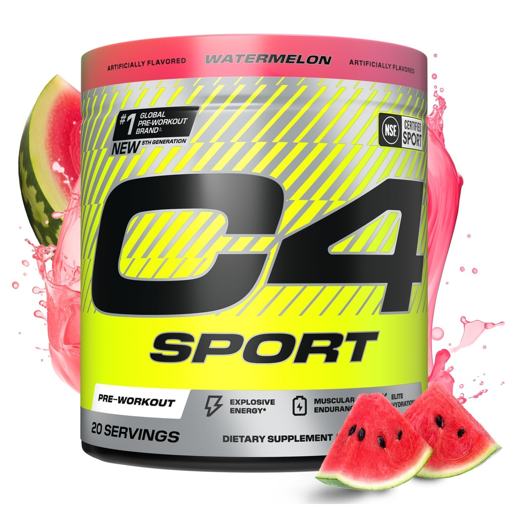 Cellucor C4 Sport Pre Workout Powder - NSF certificado para el deporte - Elite Hydration - 200mg Caffeine + Creatina + Beta-Alanina - Electrolitos y Suplemento de Energía - Watermelon, 20 Servings