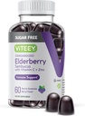 VITEEY Sambucus Elderberry Gummies for Adults &amp; Teens + Zinc &amp; Vitamina C - Sugar Gratis - Immune Support &amp; Booster Herbal Suplemento - Vegan, Gluten Gratis, Gelatin Free, GMO Gratis, Chewable Berry Flavored
