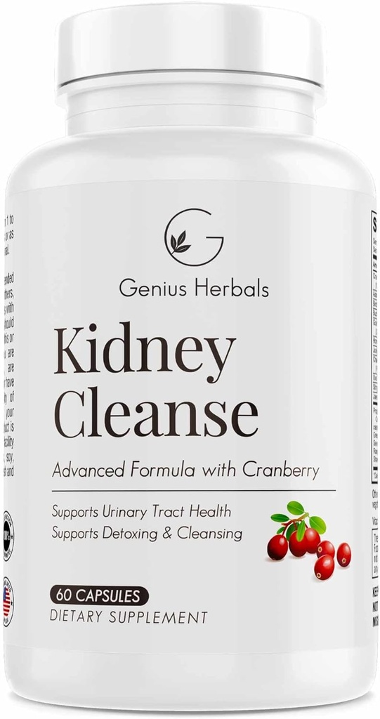 Kidney Cleanse Advanced Formula with Cranberry Extract, Kidney, Urinary Tract & Bladder Detox and Cleanse - 60 Capsules