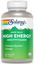 SOLARAY High Energy Multivitamin, No Iron, 1/Day, Timed-Release Formula, Whole Food &amp; Herb Base 120 VegCaps