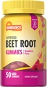 Sundance Beet Root Gummies Silencio 50 Conde ← Superfood Silencio con Black Pepper Silencio Strawberry Flavor ← Vegan, No GMO &amp; Gluten Suplemento Gratis