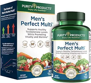 Purity Products Perfect Multi de los Hombres de Vitaminas, Minerales y Fitonutrientes - Promueve Energía, Vitalidad y Estabilidad - Fácil de Tragar - 90 Tabletas