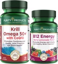 Purity Products Bundle - Krill Omega 50+ con CoQ10 + B-12 Energy Melt - Krill Omega 50+ con CoQ10 (Krill Oil, Fish Oil, CoQ10, Vitamina D) B-12 Berry Melt (Methylcobalamin B12 + B6 + D3 + Más)