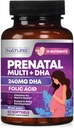 Vitaminas prenatales para Mujeres - Multivitamina con DHA, ácido fólico, vitamina C, B12, hierro &amp; Omega-3 - Antes, durante " suplemento de embarazo para el crecimiento saludable " Desarrollo cerebral - 60 Softgels