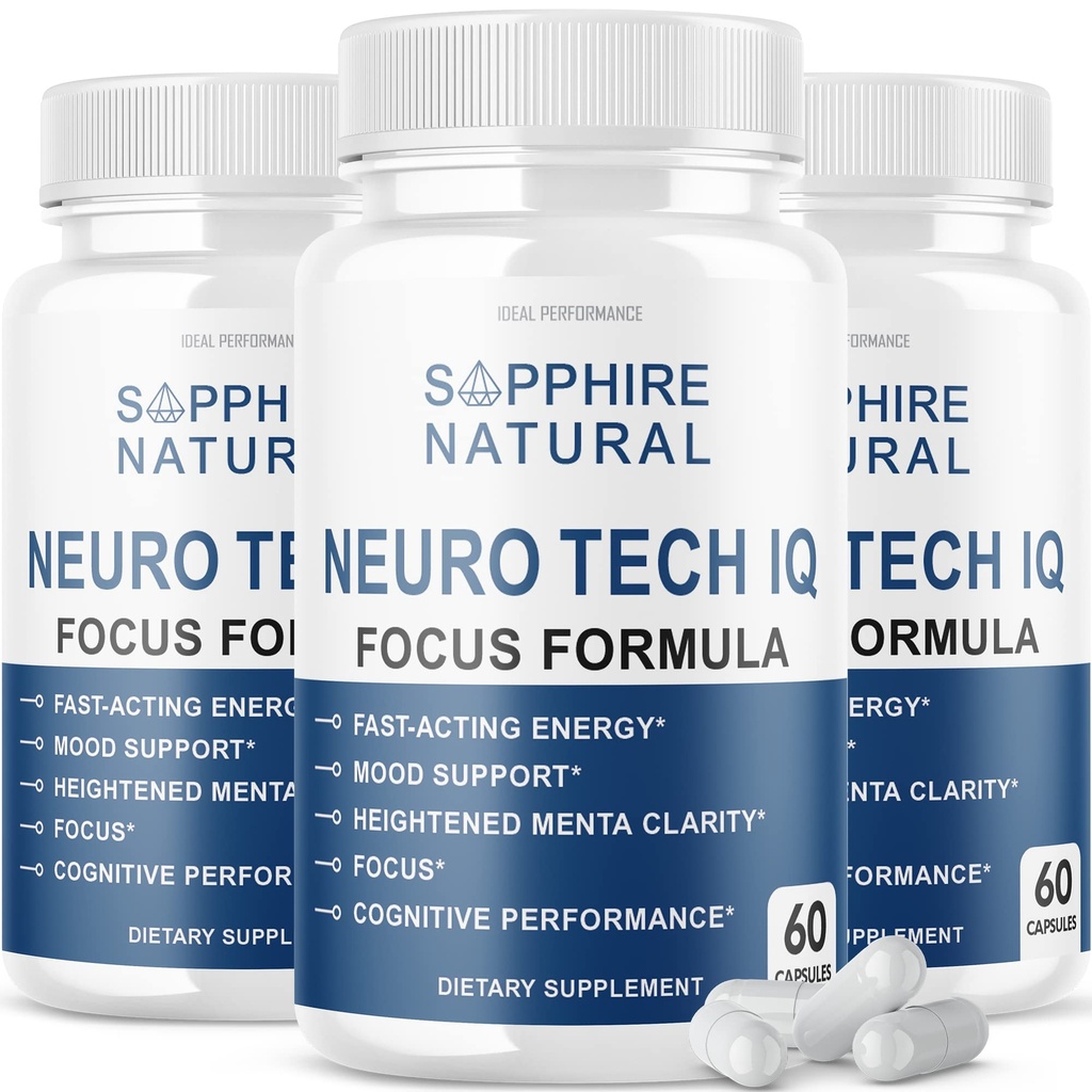 (3 Pack) Neuro Tech IQ Brain Supplement Neurotech Iq Focus Formula Pills (180 Capsules)