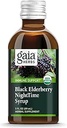 Gaia Herbs Black Elderberry, Nighttime Syrup - Immune Support Supplement - with Organic Black Elderberries, California Poppy &amp; Lemon Balm for Restful Sleep &amp; Immune Defense - 3 Fl Oz (18-Day Supply)