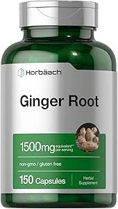 Horbäach Ginger Root Capsules 1500 mg  150 Pills ← Non-GMO, Gluten Free ← Ginger Root Extract