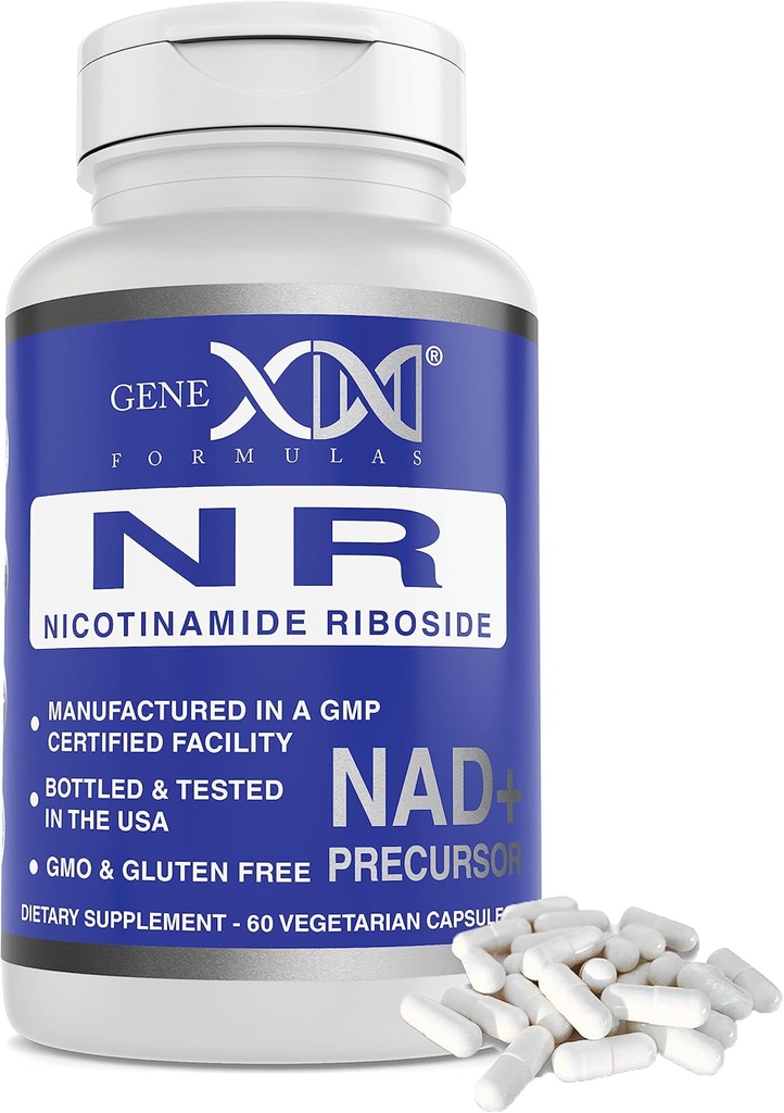 Fórmulas Genex NR Nicotinamide Riboside 300mg/Serving (60 Capsules) NAD+ Precursor para el envejecimiento saludable - GMP-Certified, Non-GMO, Gluten-Free, Vegetarian (1 Pack)