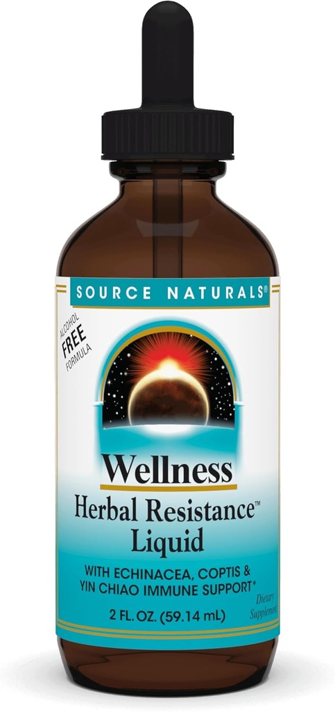 Fuente Natural Wellness Herbal Resistance Liquid with Echinacea, Coptis, and Yin Chiao, Immune Support* - Alcohol Free - 2 OZ
