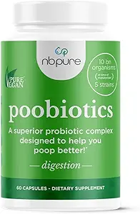 Poobióticos nbpure, Preprobióticos veganos – Gut Health & Microbiome Balance Soporte para Hombres y Mujeres – Apoya IBS, Diarrea, Estreñimiento, Alivio de Gut Lácteo – Lactobacillus &amp; Bifidobacterium