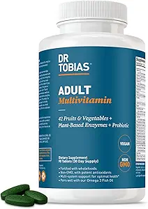 Dr. Tobias Suplemento Multivitamínico Adulto, Hecho con 42 Frutas & Verduras, Probióticos Agregados, Multivitaminas Veganas & No OGM para Hombres &amp; Mujeres, Soporta Energía, Metabolismo & Sistema Inmunitario