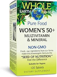 Factores naturales Toda la Tierra &amp; Mar Mujeres 50+ Multivitamínico, 1 Servir Contiene Equivalente a 1⁄2 lb de verduras, 120 Tabletas