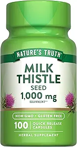 La verdad de la naturaleza Milk Thistle Seed Extract 1000mg ← Herbal Supplement TEN 100 Capsules ← No Gluten Free