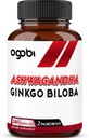 agobi 1600mg Ashwagandha con Ginkgo Biloba Suplemento - Super Extract Formula for Immune System, Energy Production, Memory Health & Focus - 240 Veggie Capsules