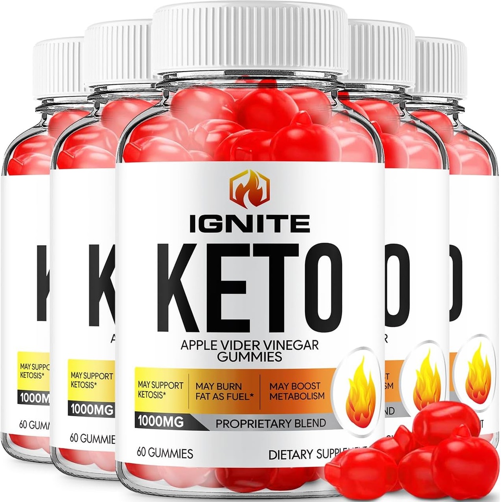 (5 Pack) Ignite Keto ACV Gummies - Advanced Formula Ignite Keto Plus ACV Gummies Apple Cider Vinegar Ignite ACV Dietary Suplemento Hombre Mujeres (300 Gummies)