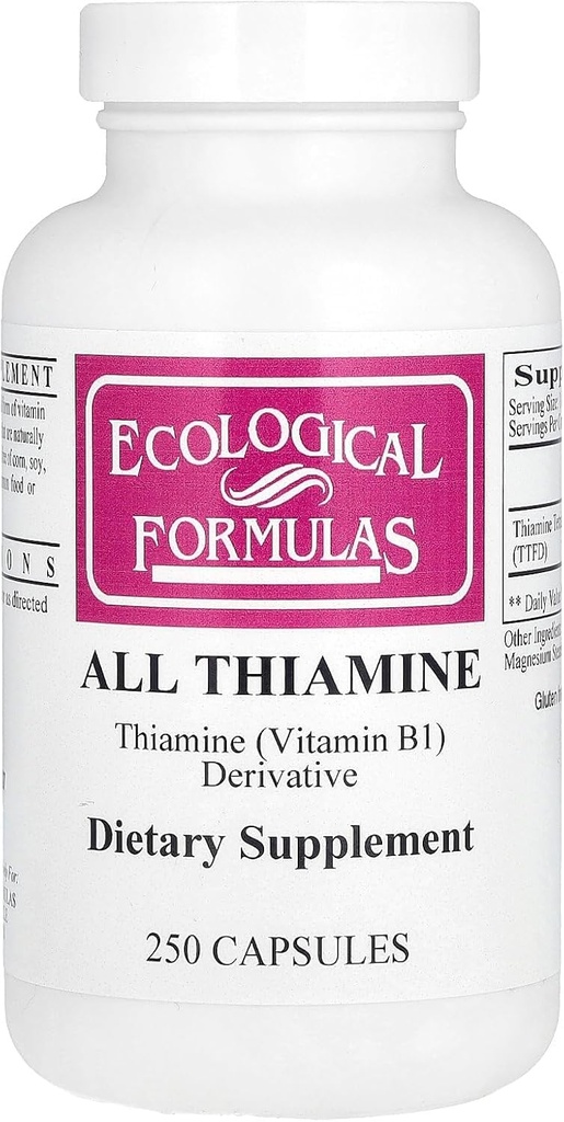 Ecological Formulas Allithiamine Vitamin B1 Capsule, 50 mg, 250 Count