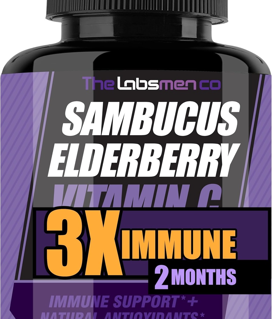 Sambucus Elderberry Immune Support Suplemento/Daily Immune Boosters for Adults, Season Change w/Elderberry Vitamin C & Zinc Support Respiratory Health &amp; Increase Antioxidant (60 Count (Pack of 1))