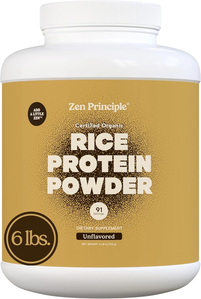 Principio Zen Orgánica Marrón Rice Proteína 6 LB. USDA Certified Organic. Sin sabor. No OGM. Vegan.