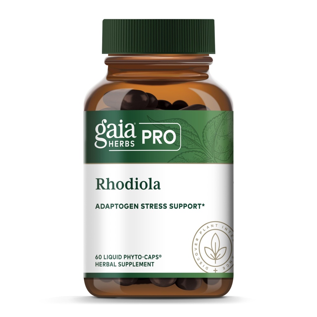 GAIA HERBS PRO Rhodiola - Suplemento de Apoyo Energético - Complemento de Soporte Adaptógeno con extracto de raíz de Rhodiola - Vegan Gluten-Free Soy-Free - 60 Phyto-Caps (30 Servimientos)